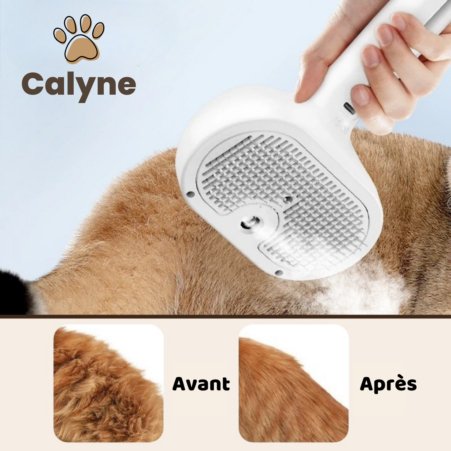 Calyne® SteamBrush Pro - Brosse de toilettage professionnelle pour animaux de compagnie