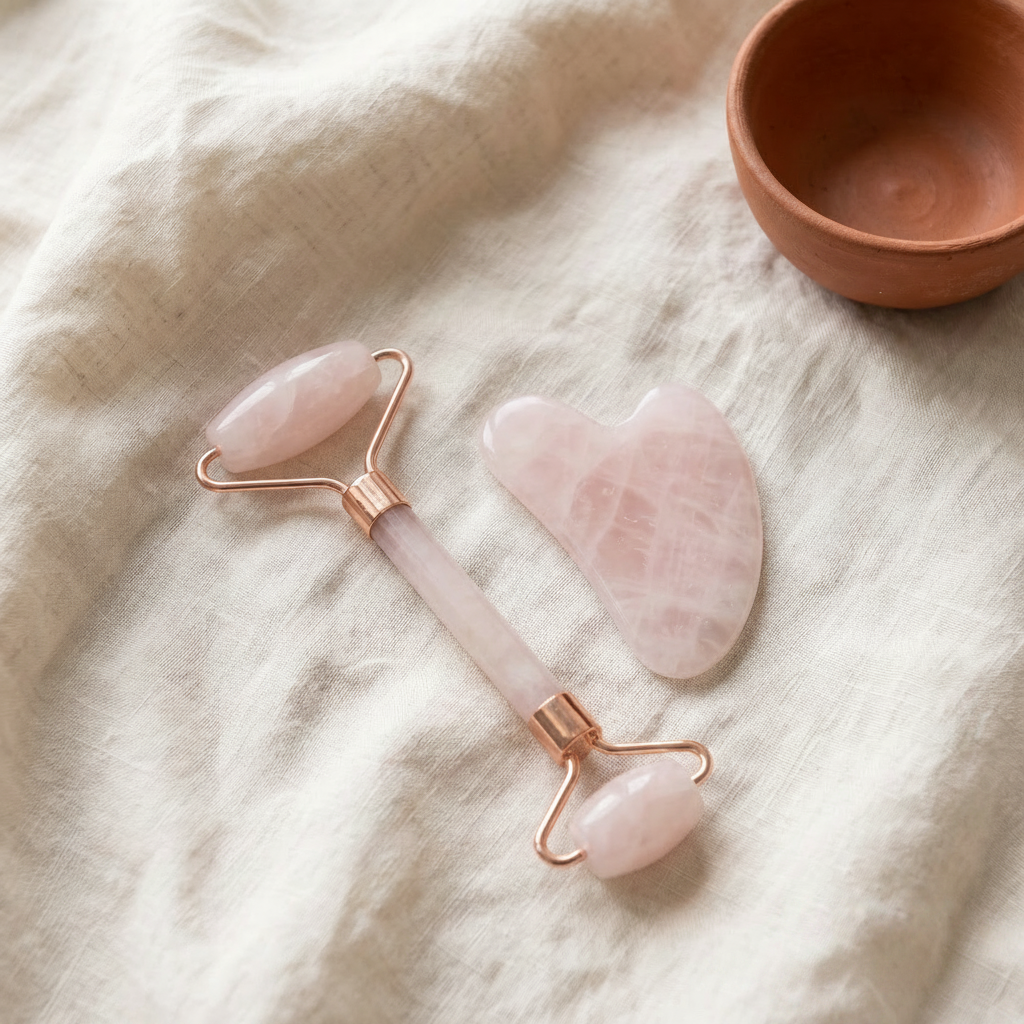 Le Duo : gua sha et roller de quartz, les deux pièces du rituel
